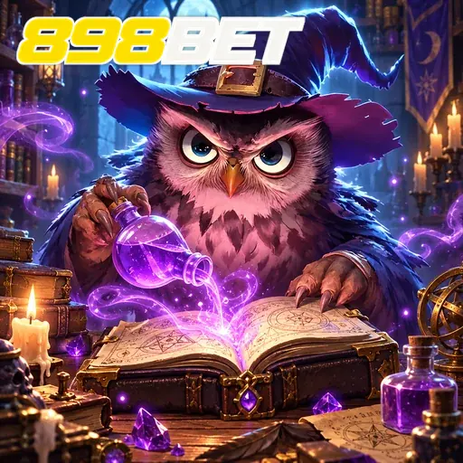 898BET — ilustração de uma coruja com livro mágico