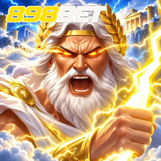 898BET — ilustração de um personagem mitológico cercado por raios