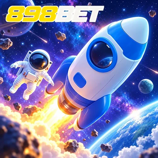 898BET — ilustração de um foguete no espaço