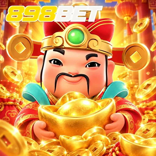 898BET — ilustração de um personagem sorridente com moedas de ouro
