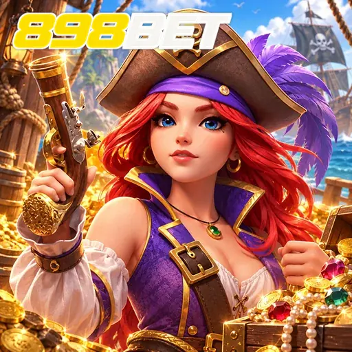 898BET — ilustração de uma pirata com mapa do tesouro